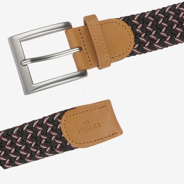 Pierrot - Ceinture Tressée Noir et Rouge – Noir / L (44-52)