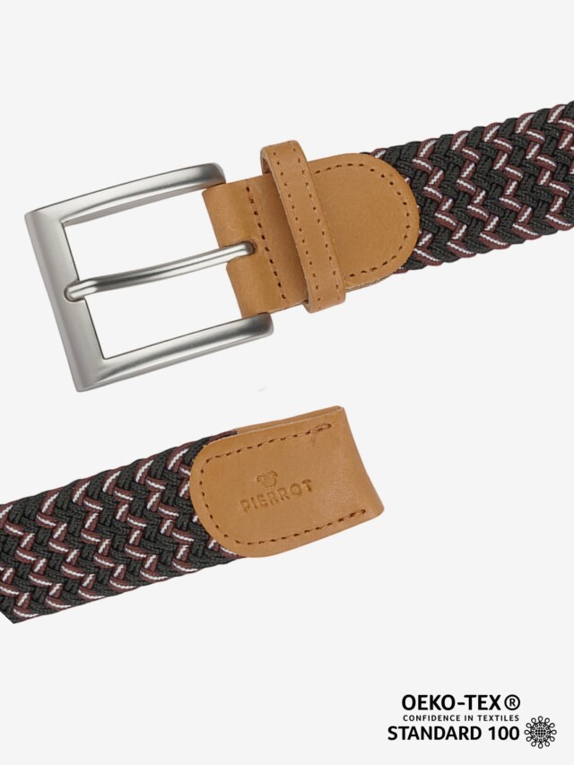 Pierrot - Ceinture Tressée Noir et Rouge – Noir / L (44-52)