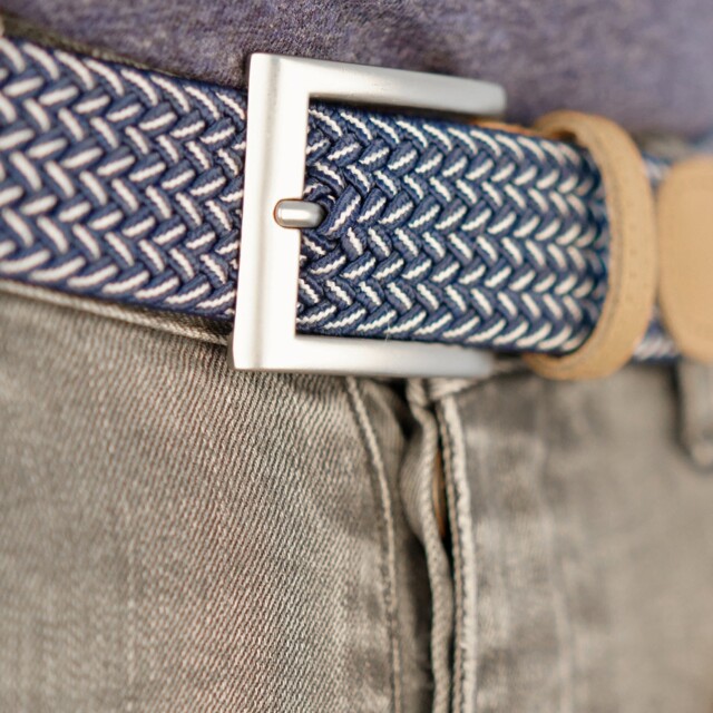 Pierrot - Ceinture Tressée Bleu et Blanc – Bleu / L (44-52)