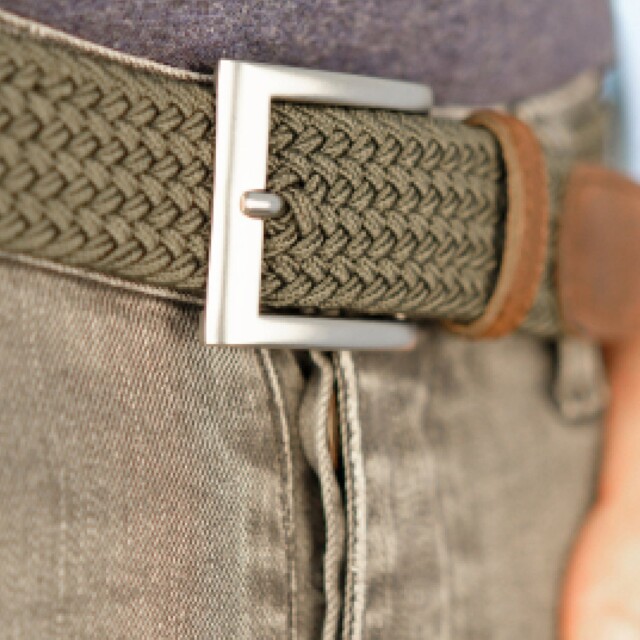 Pierrot - Ceinture Tressée Kaki – Vert / L (44-52)