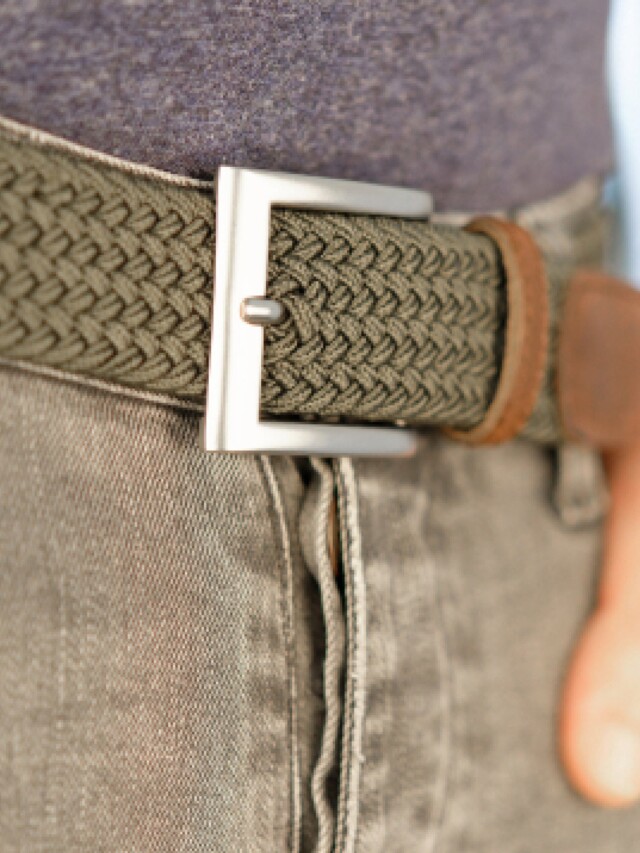 Pierrot - Ceinture Tressée Kaki – Vert / L (44-52)