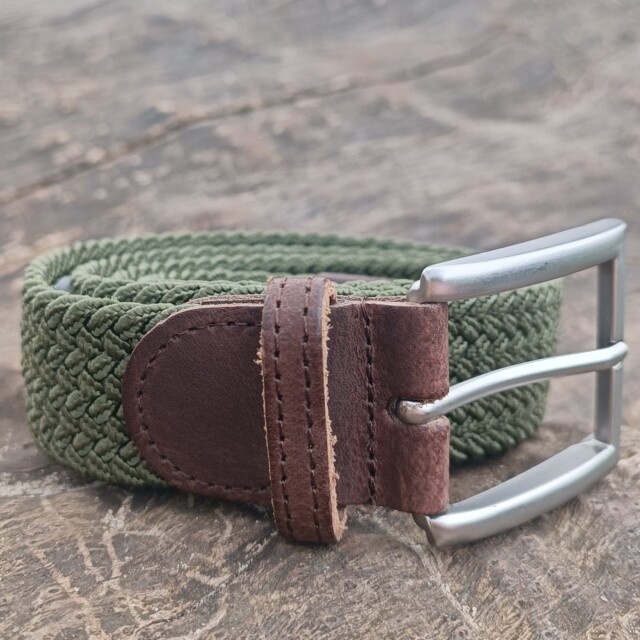 Pierrot - Ceinture Tressée Kaki – Vert / L (44-52)