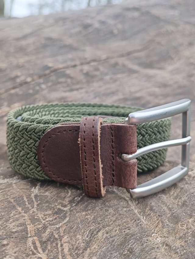 Pierrot - Ceinture Tressée Kaki – Vert / L (44-52)