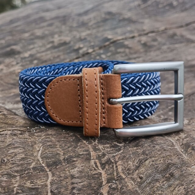 Pierrot - Ceinture Tressée Bleu et Blanc – Bleu / L (44-52)