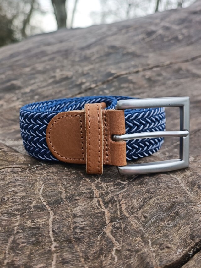 Pierrot - Ceinture Tressée Bleu et Blanc – Bleu / L (44-52)