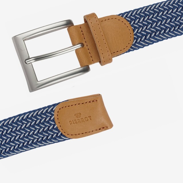 Pierrot - Ceinture Tressée Bleu et Blanc – Bleu / L (44-52)