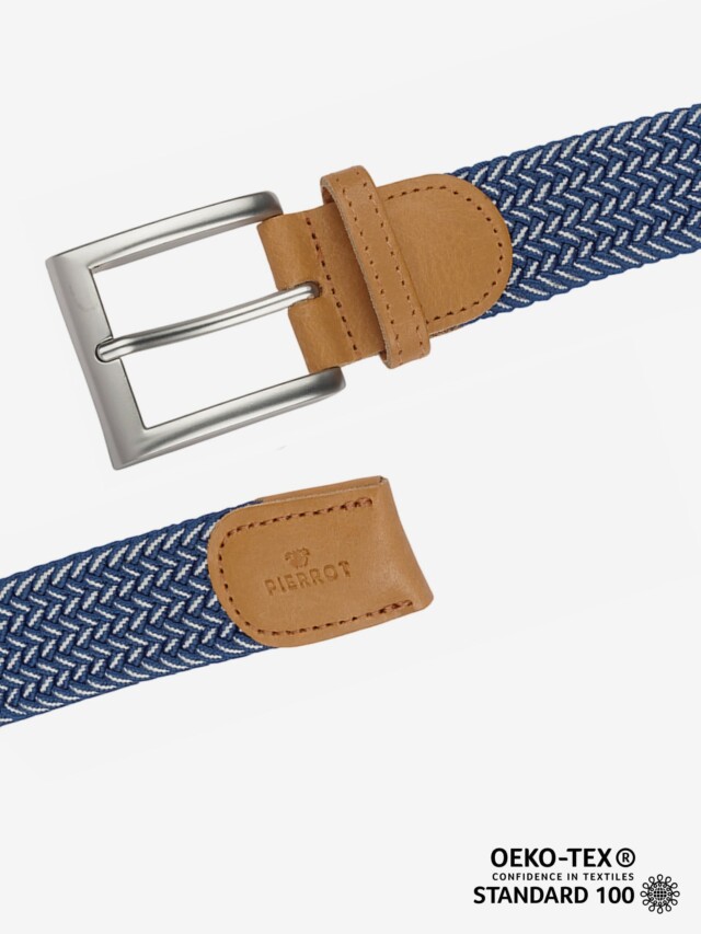 Pierrot - Ceinture Tressée Bleu et Blanc – Bleu / L (44-52)