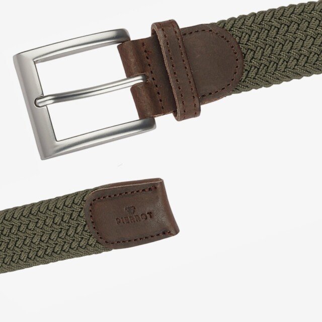 Pierrot - Ceinture Tressée Kaki – Vert / L (44-52)