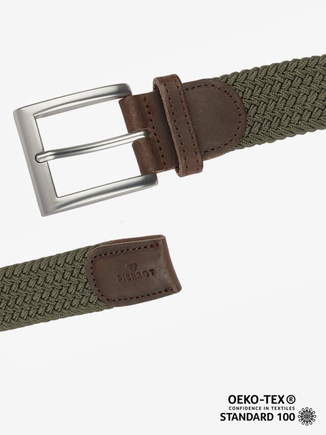 Pierrot - Ceinture Tressée Kaki – Vert / L (44-52)