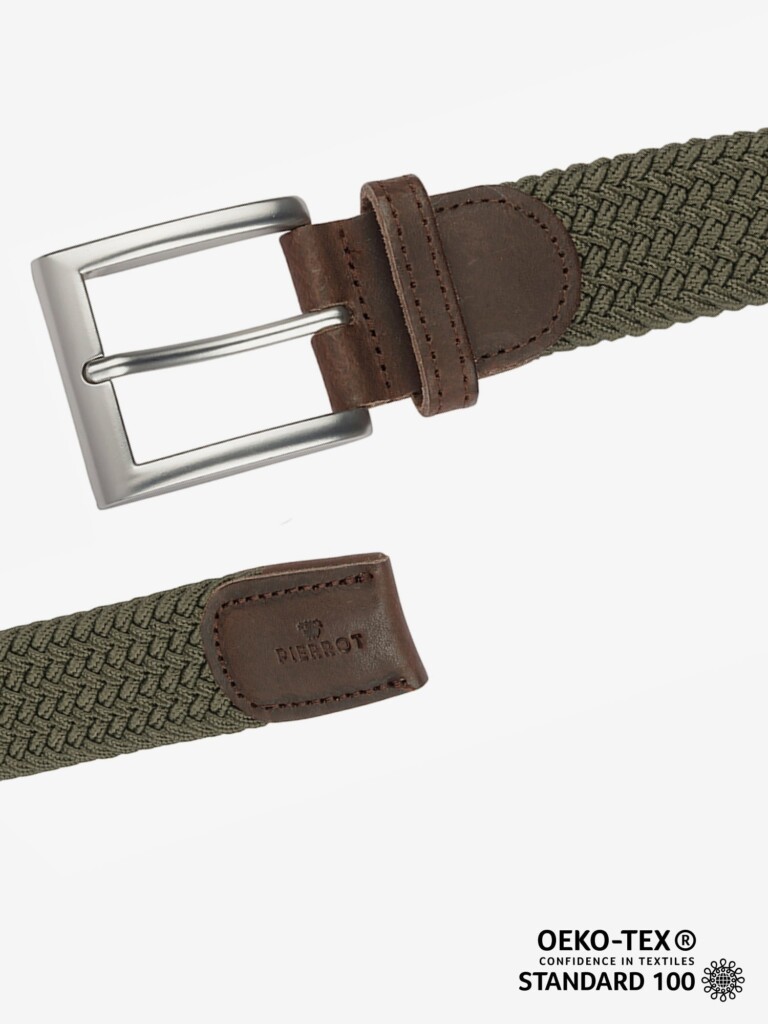 Pierrot - Ceinture Tressée Kaki – Vert / L (44-52)