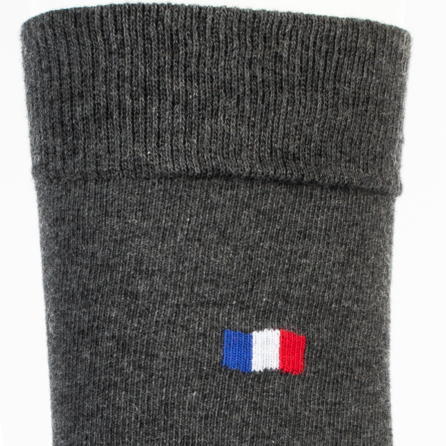 Maison Broussaud - Les Drapeaux - chaussettes homme - coton gris – 47/50 / Anthracite