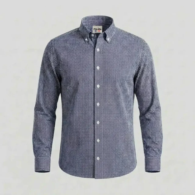 PALÂBA - Chemise à carreaux 100% popeline coton marine – 3XL