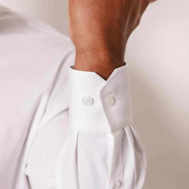 PALÂBA - Chemise ajustée col mao coton Blanc – 3XL