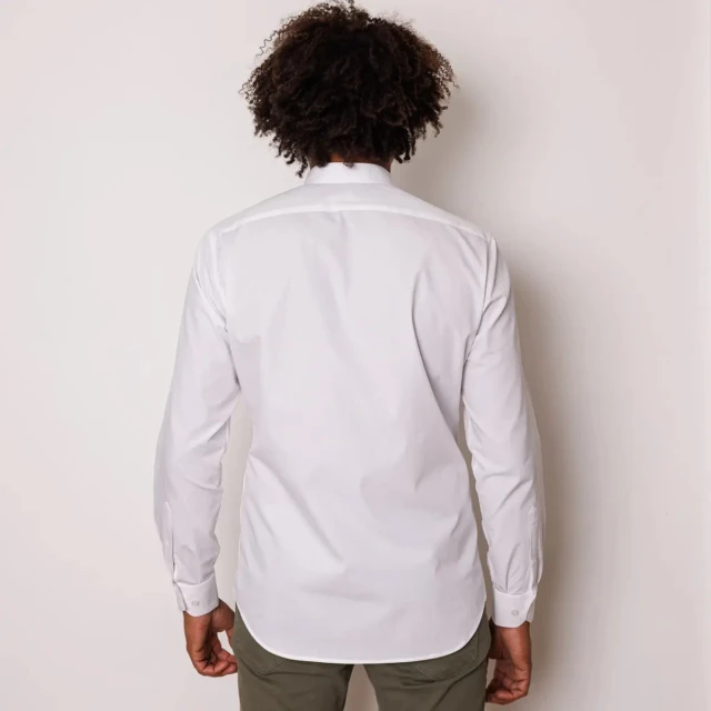 PALÂBA - Chemise ajustée col mao coton Blanc – 3XL