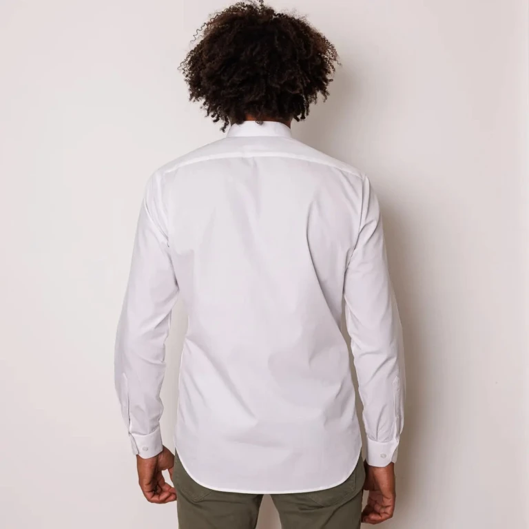 PALÂBA - Chemise ajustée col mao coton Blanc – 3XL