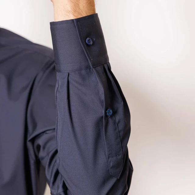 PALÂBA - Chemise coupe ajustée col mao coton Marine – 3XL