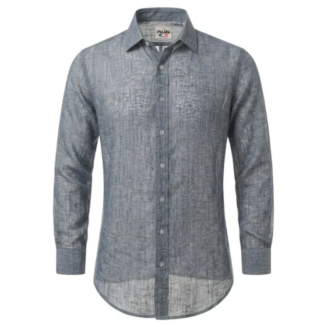 PALÂBA - Chemise lin aspect Denim coupe ajustée – 3XL