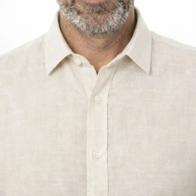 PALÂBA - Chemise en lin coupe ajusté col classique écru – 3XL