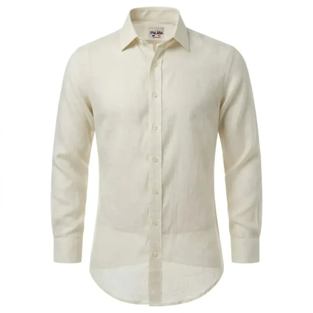 PALÂBA - Chemise en lin coupe ajusté col classique écru – 3XL