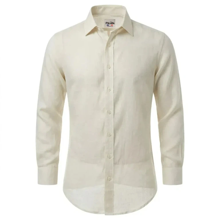 PALÂBA - Chemise en lin coupe ajusté col classique écru – 3XL