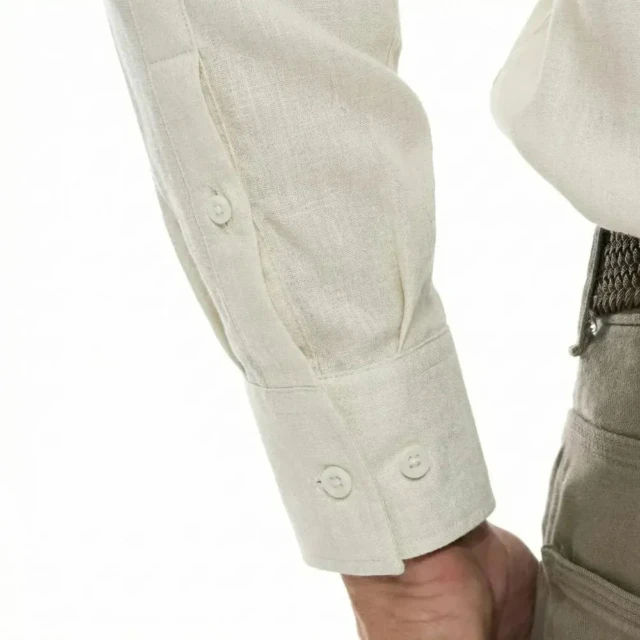 PALÂBA - Chemise en lin coupe ajusté col classique écru – 3XL