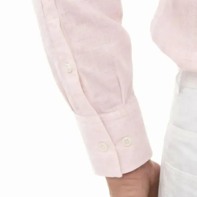 PALÂBA - Chemise en lin col classique et coupe ajustée rose pâle – 3XL