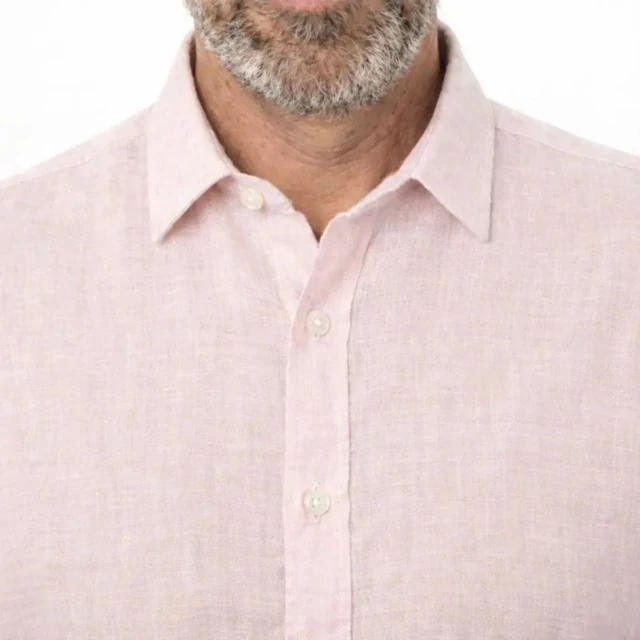 PALÂBA - Chemise en lin col classique et coupe ajustée rose pâle – 3XL