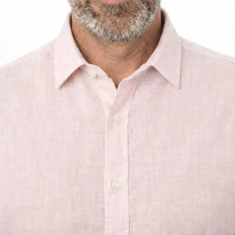 PALÂBA - Chemise en lin col classique et coupe ajustée rose pâle – 3XL