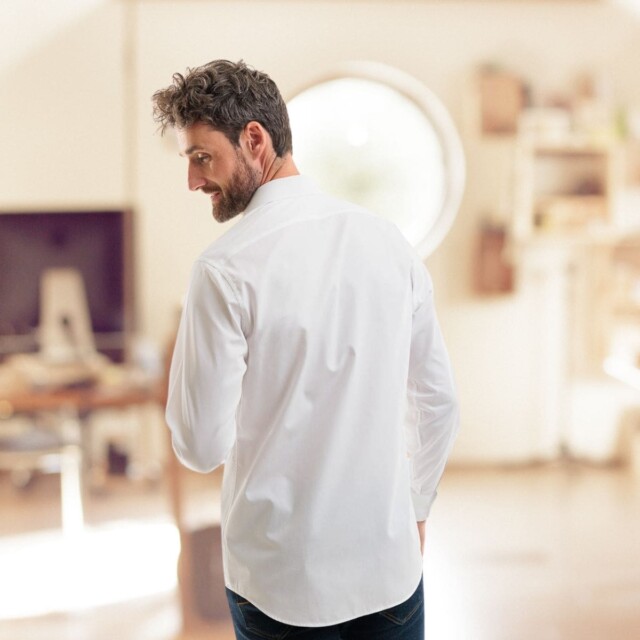 PALÂBA - Chemise popeline coton blanche col italien – XXXL