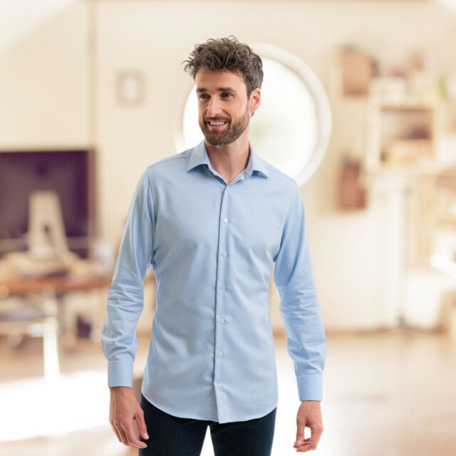 PALÂBA - Chemise col italien bleu ciel 100% coton – 3XL