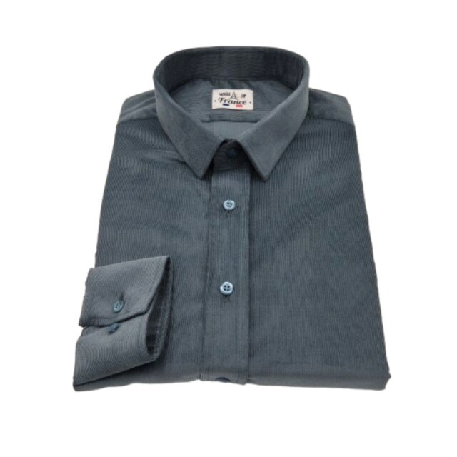 PALÂBA - Chemise micro velours ajustée Bleu – 3XL