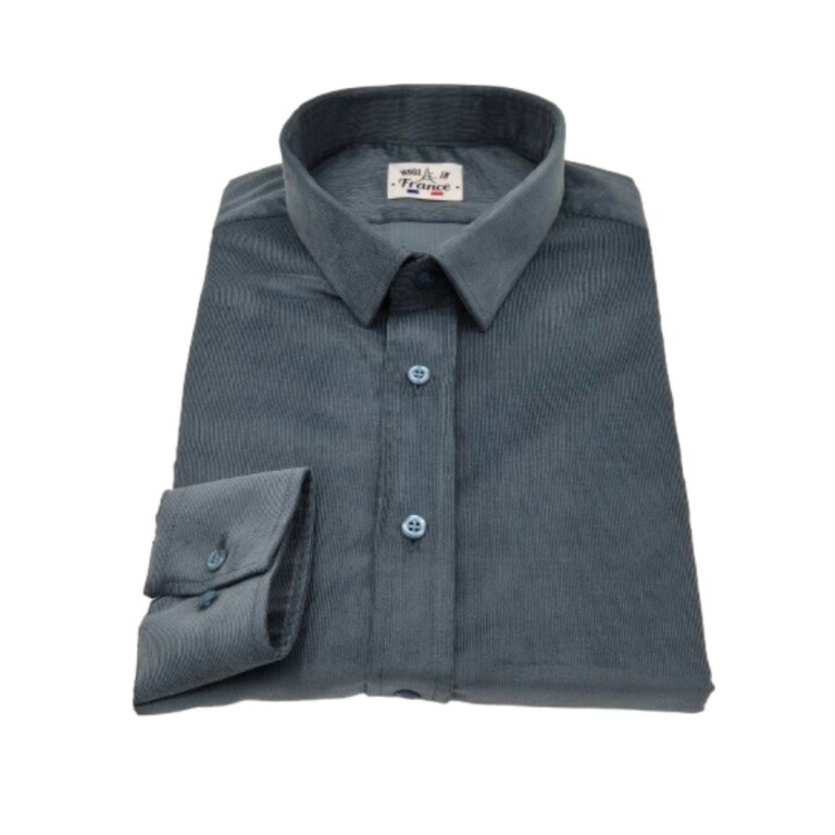 PALÂBA - Chemise micro velours ajustée Bleu – 3XL