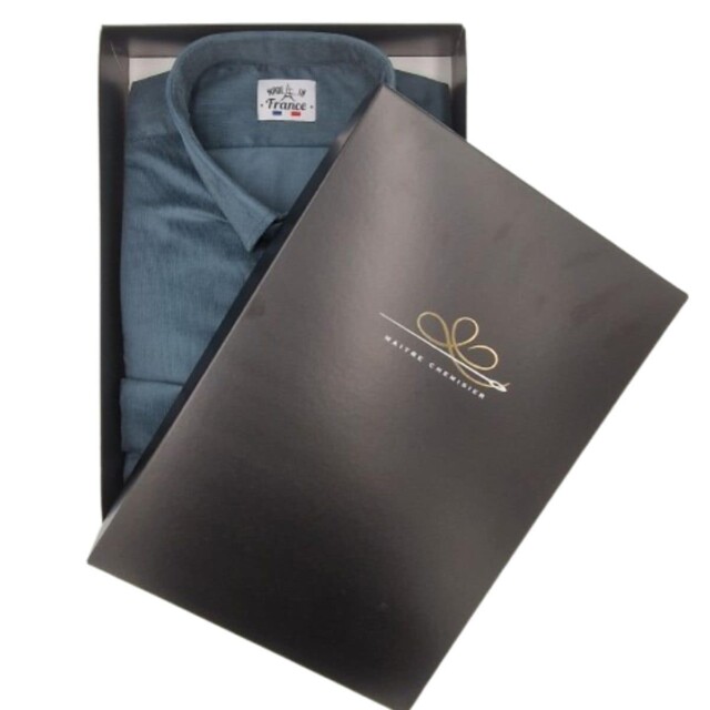 PALÂBA - Chemise micro velours ajustée Bleu – 3XL