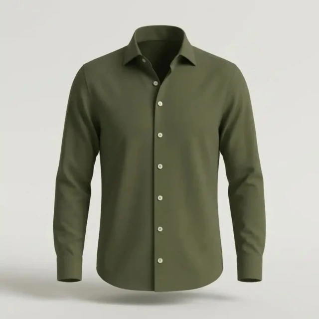 PALÂBA - Chemise popeline 100% coton col standard Kaki – 3XL