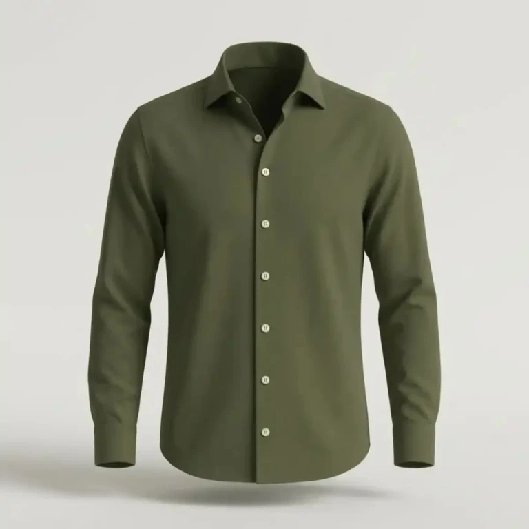 PALÂBA - Chemise popeline 100% coton col standard Kaki – 3XL
