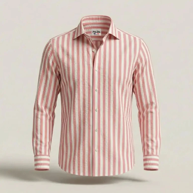 PALÂBA - Chemise ajustée rayée en popeline coton rose fuchsia – 3XL
