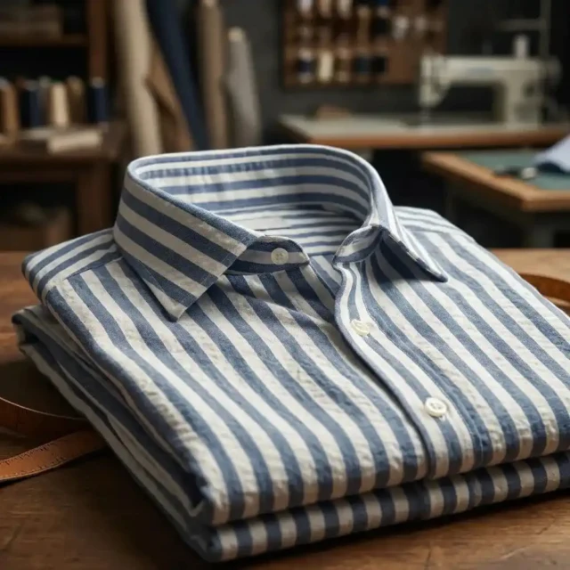 PALÂBA - Chemise rayée bleu marine homme | Rayure large – 3XL