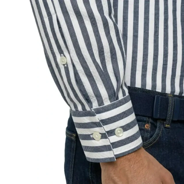 PALÂBA - Chemise rayée bleu marine homme | Rayure large – 3XL