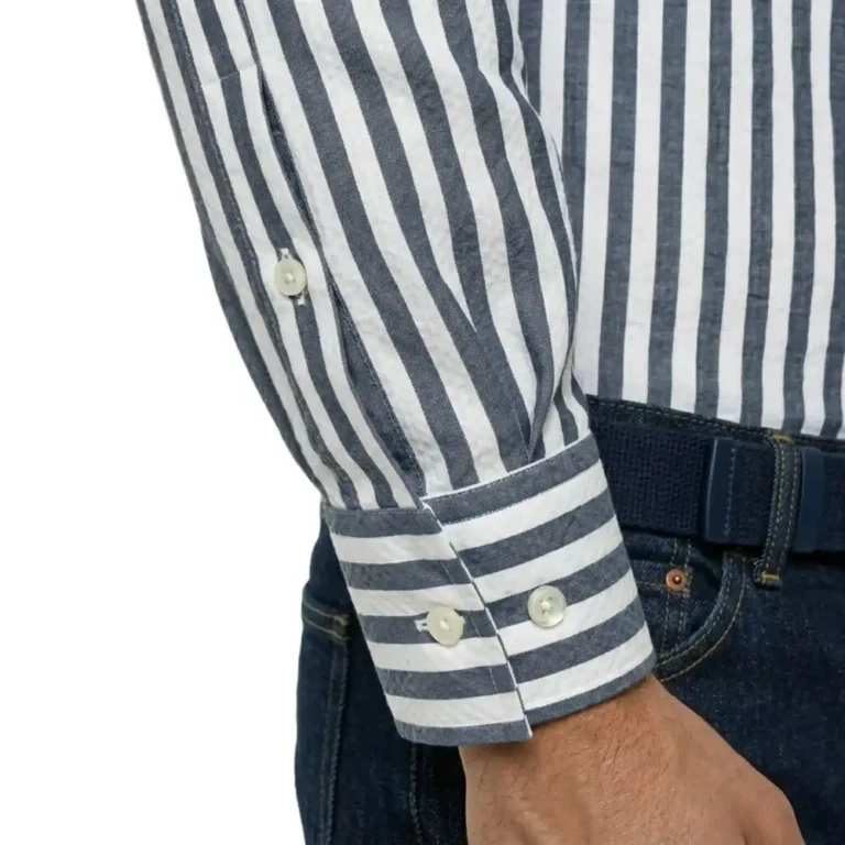 PALÂBA - Chemise rayée bleu marine homme | Rayure large – 3XL
