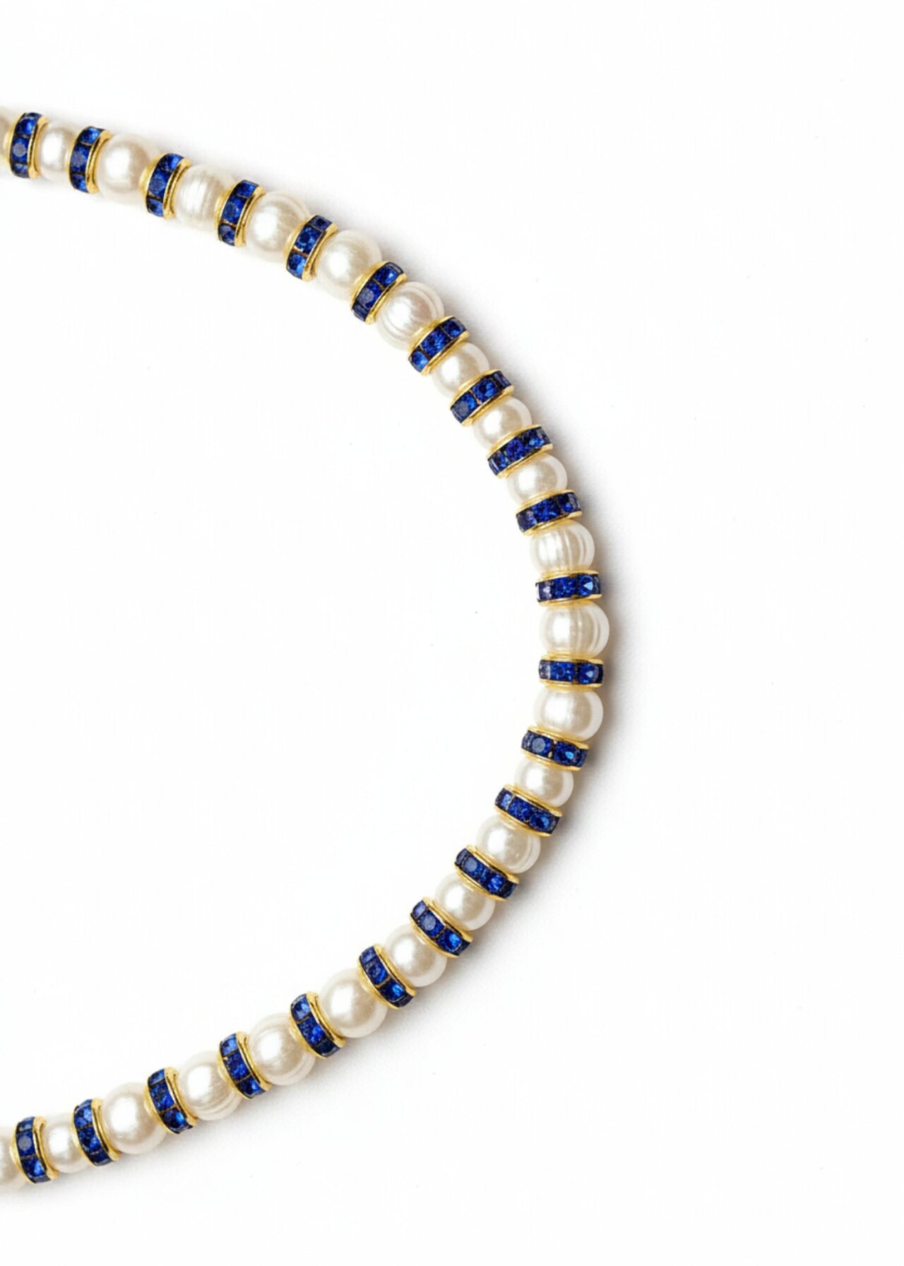 collier de perles de culture bleu NEIJE - Parure Collier & Bracelet Perles de Culture Blanches avec Diamants Bleus - Madame Bovary