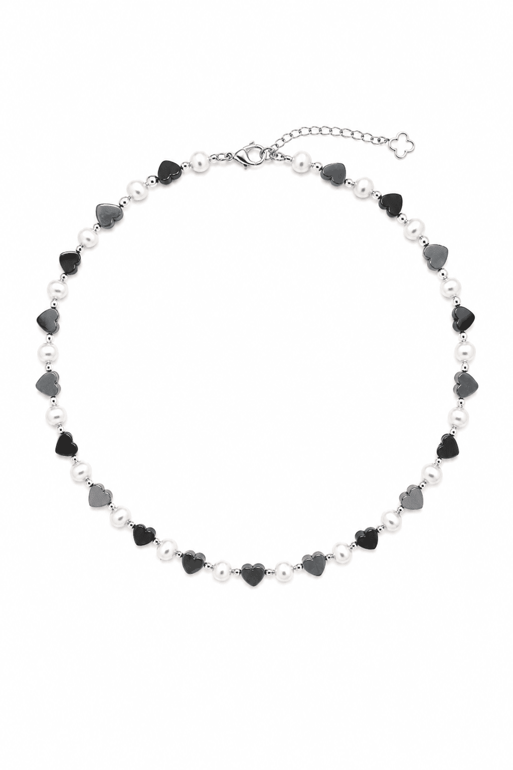 collier perle hematite coeur NEIJE - Collier Sacré-Coeur Perles de Culture Hématite et Argent 925