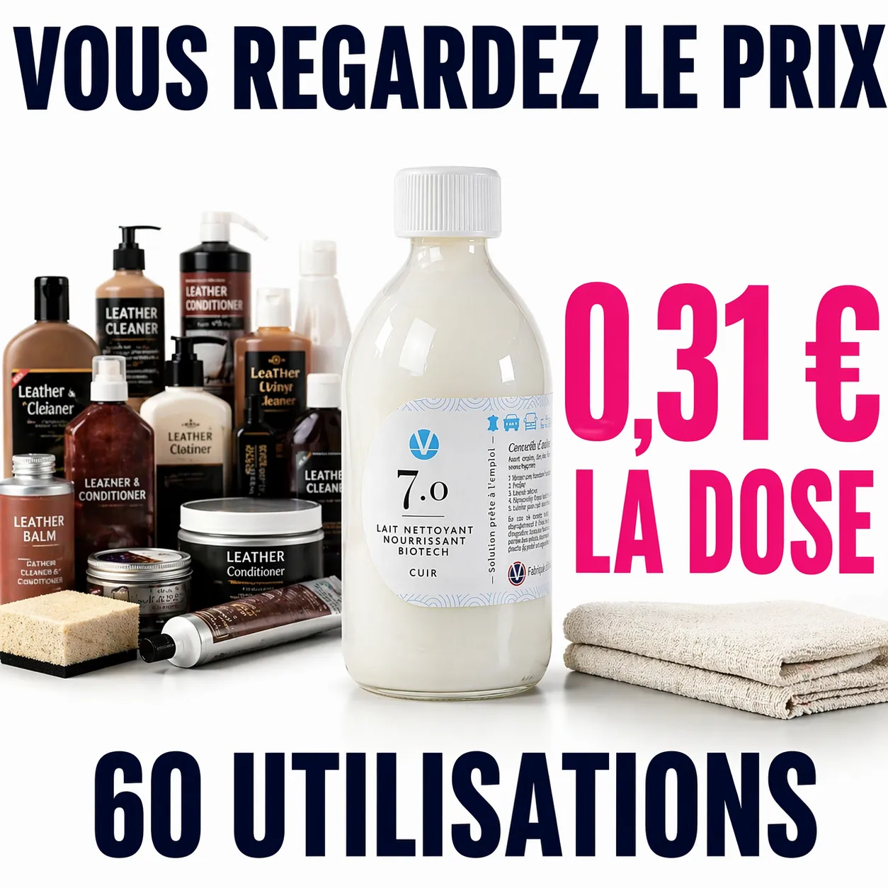 comparaison de prix pour le soin de vos cuirs avec le lait nettoyant cuir enzymatiqu 1 VHYG -