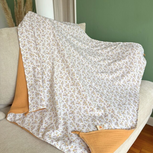 Petit Pote - Couverture légère été - Coton – 100x100 cm / Rayé Bleu