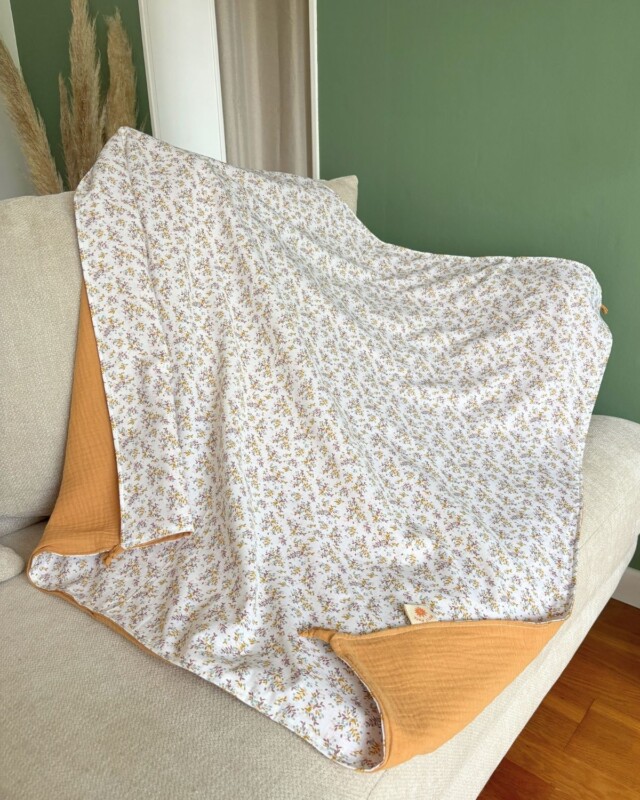 Petit Pote - Couverture légère été - Coton – 100x100 cm / Rayé Bleu