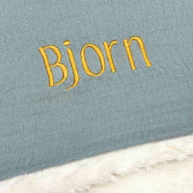 Petit Pote - Couverture personnalisée / Coton – 100x100cm / Bleu denim