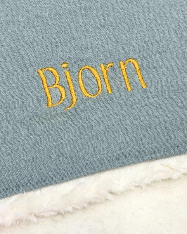 Petit Pote - Couverture personnalisée / Coton – 100x100cm / Bleu denim
