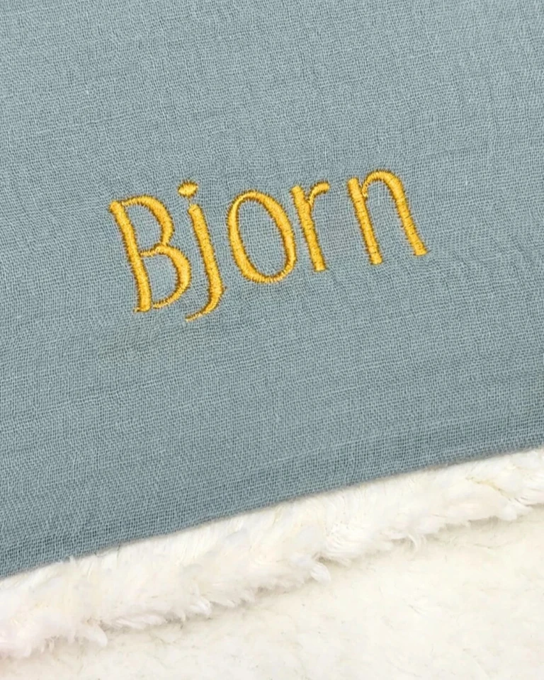Petit Pote - Couverture personnalisée / Coton – Bleu denim / 100x100 cm