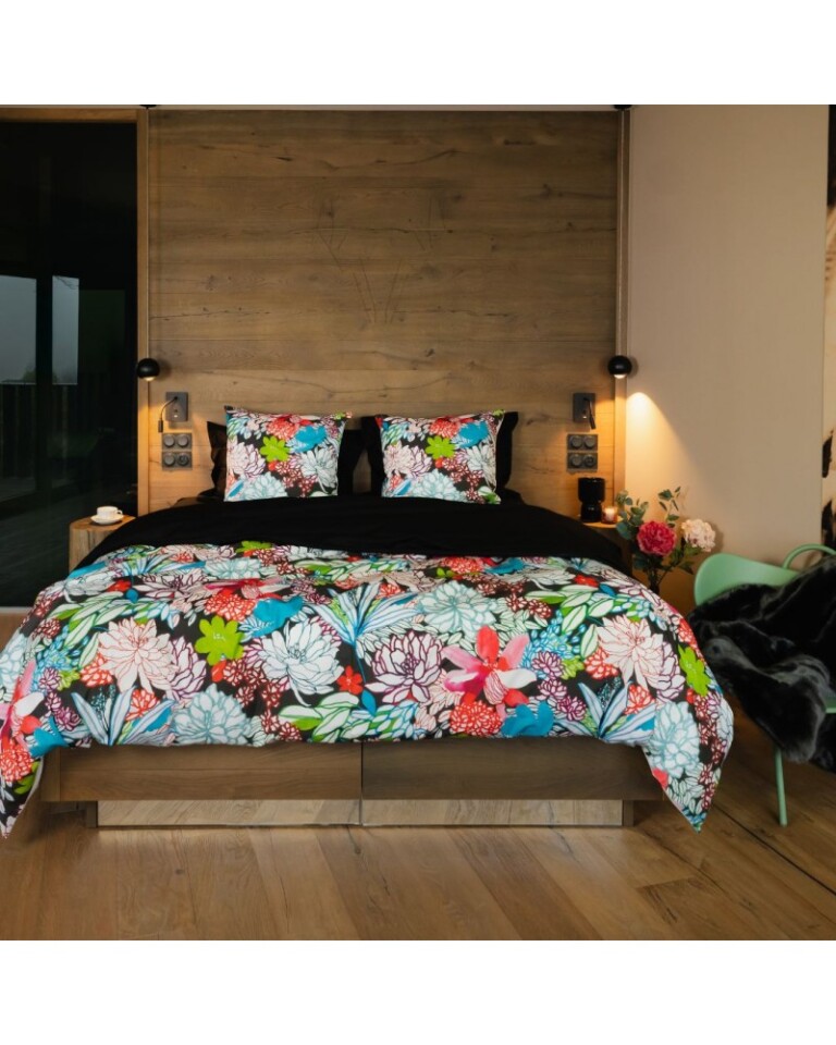 drap plat imprime dahlia