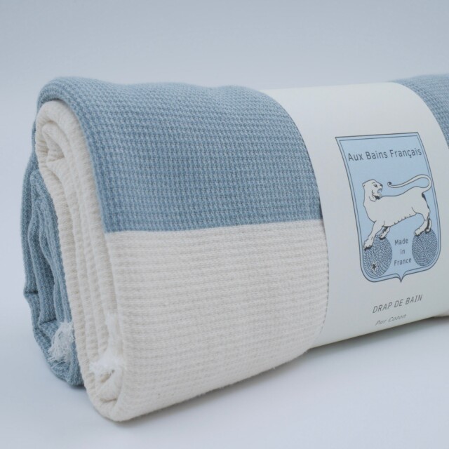 Aux Bains Français - Drap de Bain Bicolore – océan_