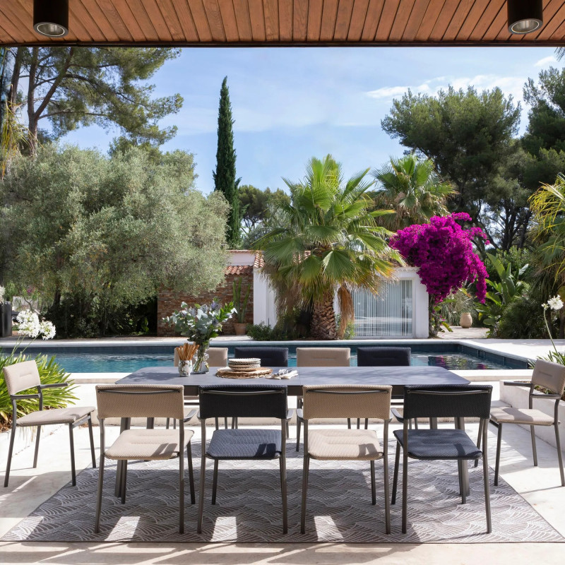 ensemble lafuma mobilier table de repas extensible et 6 fauteuils de jardin oron hpl 6 8 personnes gris ciment LAFUMA MOBILIER - Ensemble LAFUMA MOBILIER table de repas extensible et 6 fauteuils de jardin Oron HPL 6-8 personnes GRIS CIMENT